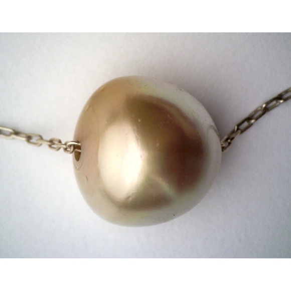 DESIGNER ARTISIAN TEN THOUSAND THINGS 10K HUGE GOLDEN PEARL NECKLACE - Picture 3 of 8